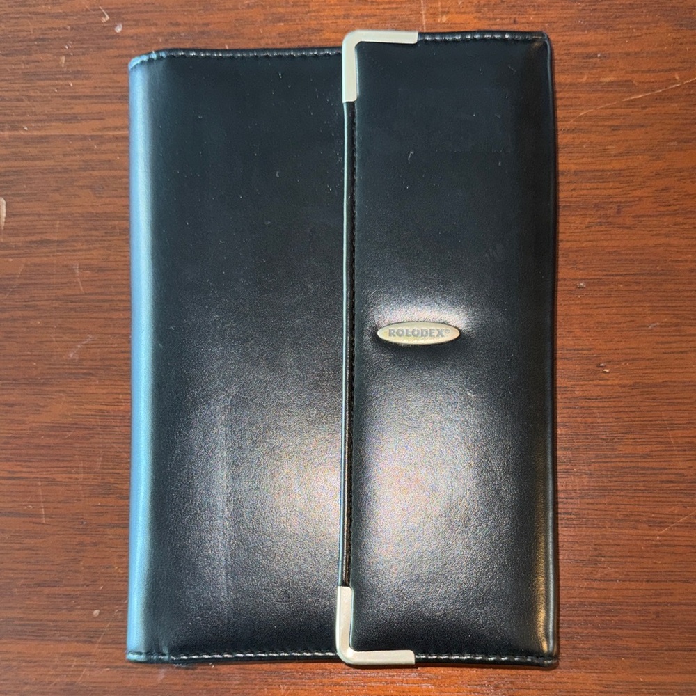 Rolodex Black Leather Bi Fold Business Card Holder Organizer Wallet Notebook